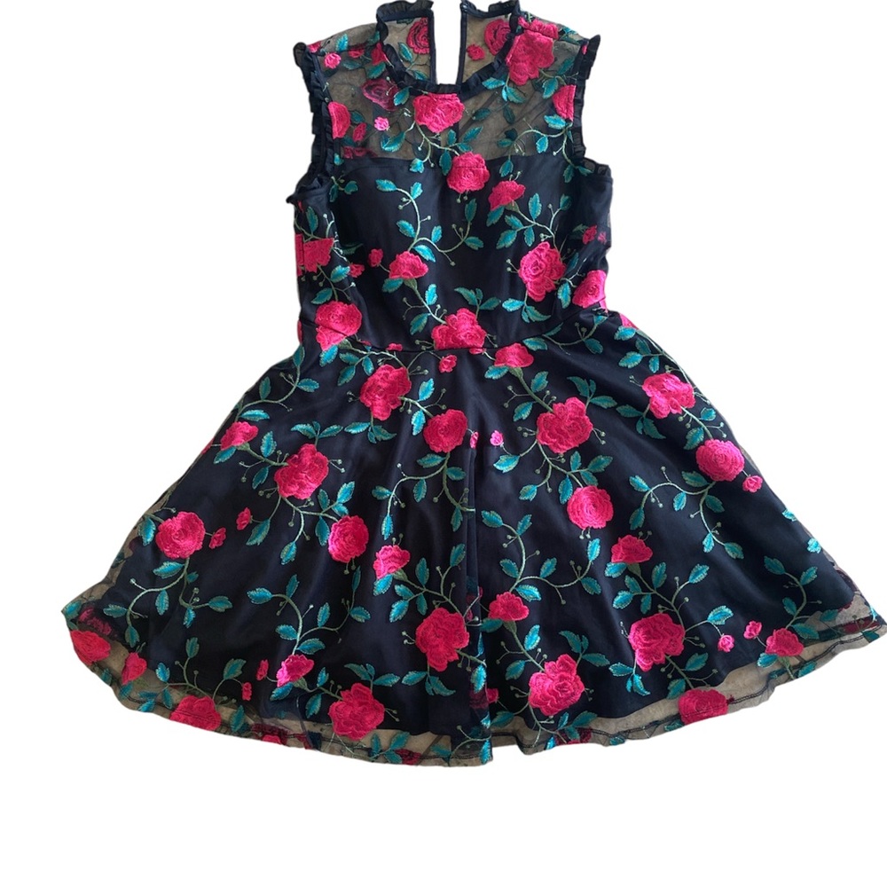 City Studio semi sheer embroidered flower dress